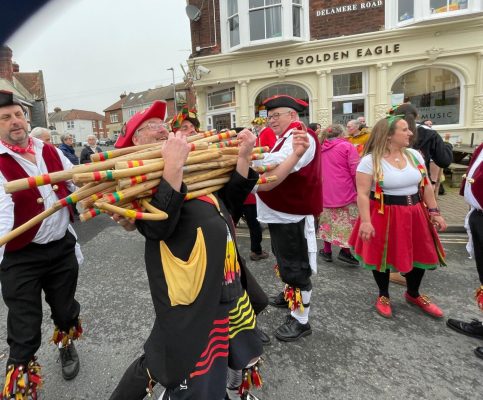 Collecting the sticks at the end of the dance